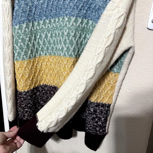 Y2K Cable Knit Sweater Colorblock Oversized Pulllover soft knit Pastel sz L - Picture 5 of 7